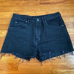 vintage wrangler black denim cut off shorts